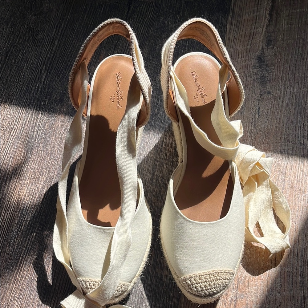 Elegant Cream Wedge Espadrilles - Picture 2 of 5